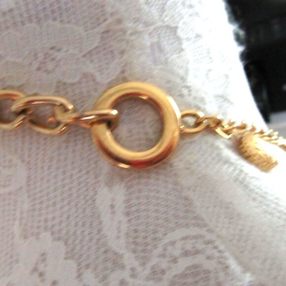 Gold tone enamel, bead & rhinestone hummingbird pendant signed MW - 7" length! - Picture 9 of 12